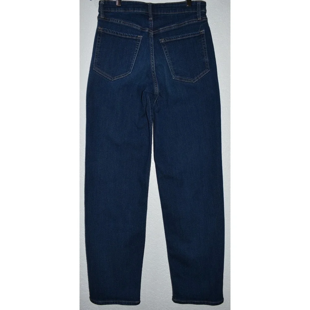 Old Navy Women 4 Loose‎ Jeans Long Wide Leg High Rise Blue Denim Cotton Stretch